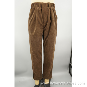 Women's New Brown Fleece Corduroy 16W Straight Trousers